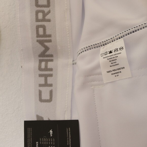 Champro Men's Adult Baseball Pant L Triple Crown Knicker Premium White NWT B4 - Picture 5 of 5